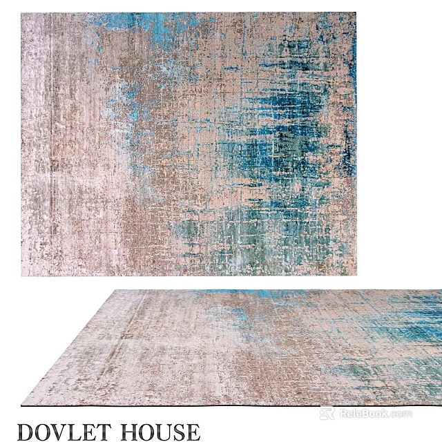 Modern Abstract Square Area Rug With Gray Blue Beige Pattern For Living Room 3d model 