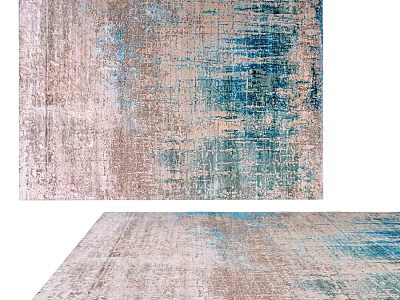 Modern Abstract Square Area Rug With Gray Blue Beige Pattern For Living Room 3d model
