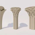 Three Modern Decorative Columns With Intricate Lattice Patterns And Light Design 3d model