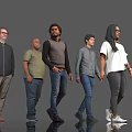 Group of Diverse People Standing Together in Casual Attire on Gray Background
