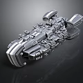 Silver Cosmic Spaceship Model With Complex Structure And Futuristic Astronautical Design
