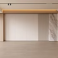 Modern Living Room Interior Design With Wooden Panels White Surfaces And Marble Accents