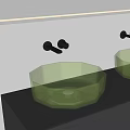 Sleek Octagonal Green Transparent Glass Washbasin With Modern Wall-Mounted Faucet Design