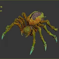 Colorful 3D Rendered Fantasy Spider Character With Orange Legs Green Claws And Purple Body
