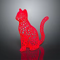 Modern Red Hollow Out Cat Shaped Decorative Figurine For Furniture Decoration