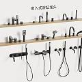 Modern Embedded Bathtub Faucets Various Styles Bathroom Display On Wooden Shelves