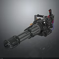3D Rendered Military Aircraft Featuring Mounted Gatling Gun Weapon System Details