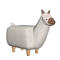 Adorable White Llama Shaped Kids Chair With Plush Surface And Wooden Legs