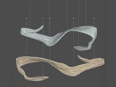 Modern Irregular Pendant Lights With Curved Geometric Design In Gray And Beige 3d model