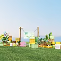 Charming Outdoor Photo Spot Featuring Vintage Cafe Truck Palm Trees Tent And Green Grass
