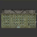 Scenic Landscape With Ancient Fortress Round Towers Green Walls Dark Roof And Windows