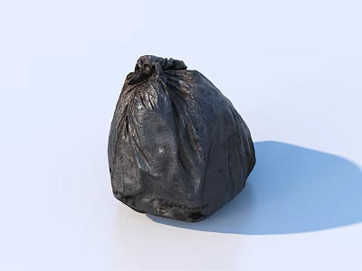 Black Full Disposable Trash Bag on Light Background for Household Use 3d model