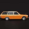 Orange Classic Station Wagon Parked Against Dark Background With Sleek Exterior