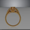 Elegant Gold Ring With Gemstone And Intricate Pattern Design For Fashion Accessory