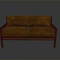 Brown Leather Two Seater Sofa With Wooden Frame Armrests And Backrests 3d model