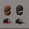 Fashionable Baseball Caps with Brown Black MARVEL DC FBI Logo Designs