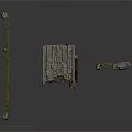 Natural Wood And Stone Architectural Decorative Components With Stone Walls And Wooden Structures
