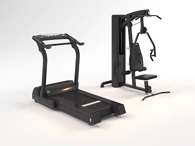 Home Gym Fitness Equipment Treadmill And Multifunctional Training Machine With Modern Black Design 3d model