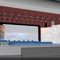 Modern Stage Design Featuring Blue Orange Lighting Large Screens And Light Effects 3d model