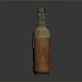 Decorative Orange And Gold Glass Bottle With Intricate Carvings And Embossed Labels For Home Decor