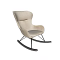 Beige Upholstered Rocking Chair With Black Metal Frame Modern Stylish Design