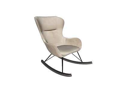 Beige Upholstered Rocking Chair With Black Metal Frame Modern Stylish Design 3d model