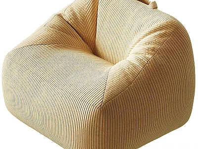 Cozy Beige Striped Bean Bag Chair For Comfortable Living Room Seating With Soft Texture Design 3d model