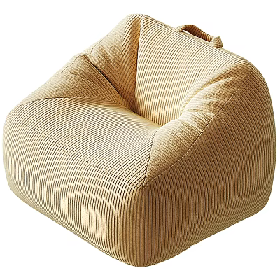 Cozy Beige Striped Bean Bag Chair For Comfortable Living Room Seating With Soft Texture Design 3d model