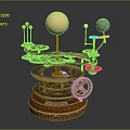 Intricate Mechanical Device With Golden Silver Spheres Gears And Spiral Structure On Decorative Base