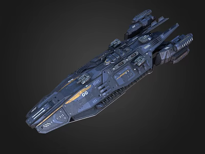Advanced Futuristic Sci-Fi Spaceship With Detailed Armor And Weapon Systems 3d model
