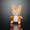 Cute Cartoon Style Orange And White Cat Doll With Pink Ears Smiling Expression Sitting Pose