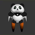 Cartoon Panda Character Featuring Green Eyes Black Ears Blue Emblem Harness And Orange Rocket Boosters