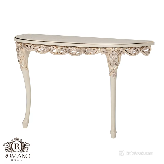 Elegant White Carved Dining Table With Ornate Leg Design And Classic Style 3d model 