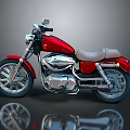Shiny Red Cruiser Motorcycle With Brown Leather Seat Chrome Engine And Black Wheels