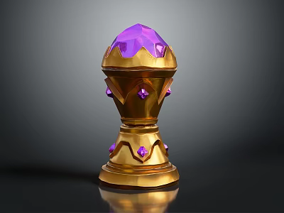 Golden Decorative Home Ornament with Purple Crystal Top and Shiny Golden Detailing 3d model