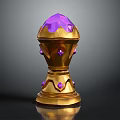 Golden Decorative Home Ornament with Purple Crystal Top and Shiny Golden Detailing