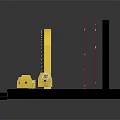 Cartoon Stage Scene With Red Curtain Golden Decorations Arch Window And Golden Boxes In Front