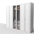White Modern Wardrobe With Glass Panel Doors And Interior Storage Compartments 3d model