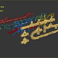 Various Industrial Pipes With Valves And Fittings In Red White And Black Colors For Mechanical Systems