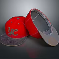 Stylish Red Everyday Caps With UE Logo Inner Lining And Brim Design 3d model