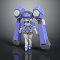 Sci Fi Robot Character With Blue Mechanical Arms And White Body Design 3d model