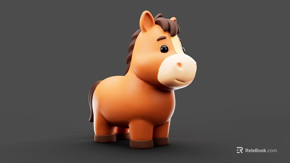 3D Rendered Cute Brown Cartoon Horse Stuffed Toy With Big Eyes And Playful Design 3d model 