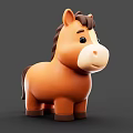 3D Rendered Cute Brown Cartoon Horse Stuffed Toy With Big Eyes And Playful Design