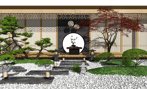 New Chinese style landscape sketch landscape sketch courtyard landscape dry landscape 3d model