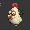 Cute Cartoon Chicken Toy With Big Eyes White Body Red Comb And Brown Tail