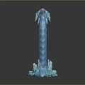 Game Movie Frozen Character With Spiral Column Body Dragon Head Icy Base And Crystal Details