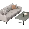 Modern Sofa Coffee Table Set With Light Gray Upholstery Throw Pillows And Books 3d model