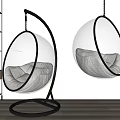 Modern Transparent Spherical Hanging Chairs With Padded Cushions And Metal Frames