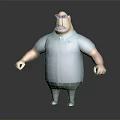 3D Cartoon Male Character With Stocky Build Blue Shirt Sunglasses And Beard Design