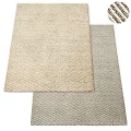 Square Woven Carpet in Beige and Gray Herringbone Pattern for Home Decor 3d model